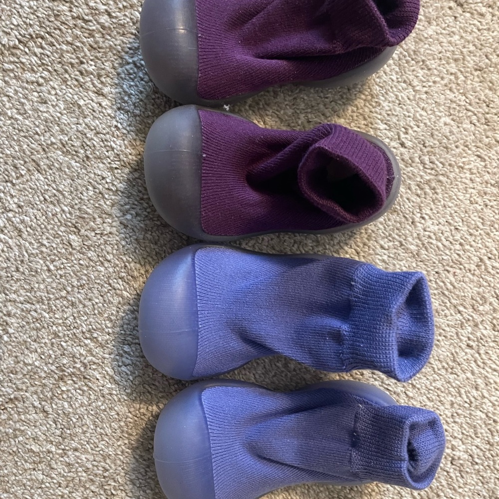 SlipKix Rubber-Toe Sock Shoes - Purple and Plum